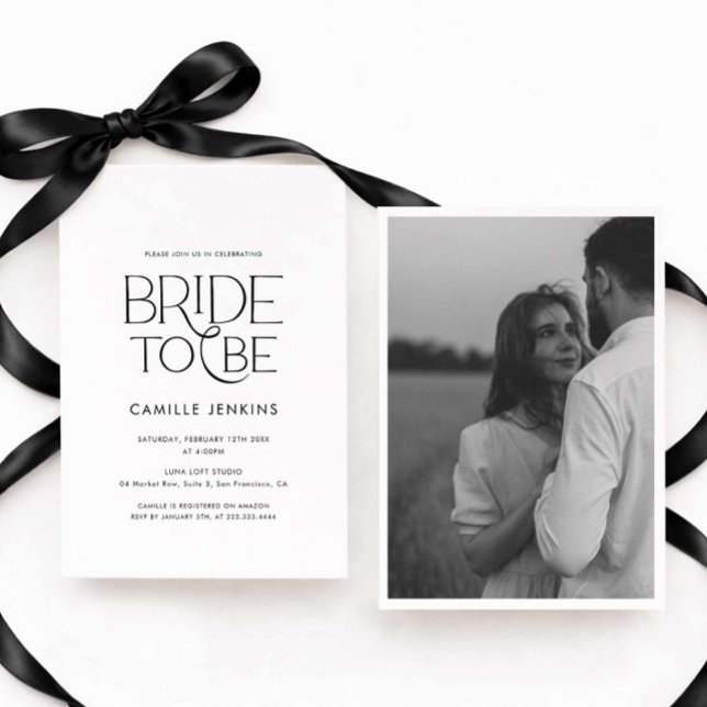 Invitation de photo élégante et minimaliste pour l (Modern Elegant Bride to Be Photo Invitation)