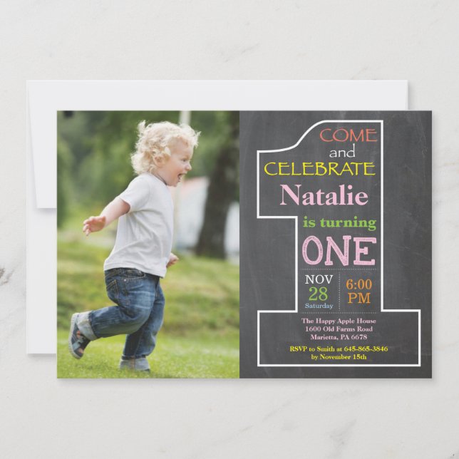 Invitation de photo sur tableau pour la 1ère fête  (Devant)