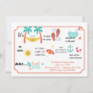 Invitation de Pictogramme de Bash d'été