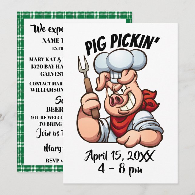 Invitation de PIG PICKIN (Devant / Derrière)