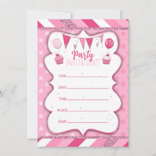 Invitation de Pinky Party à écrire à la main pour 