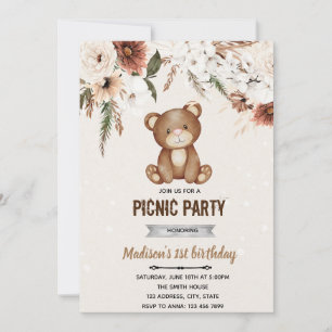 Invitation de pique-nique sous la douche d'ours bo