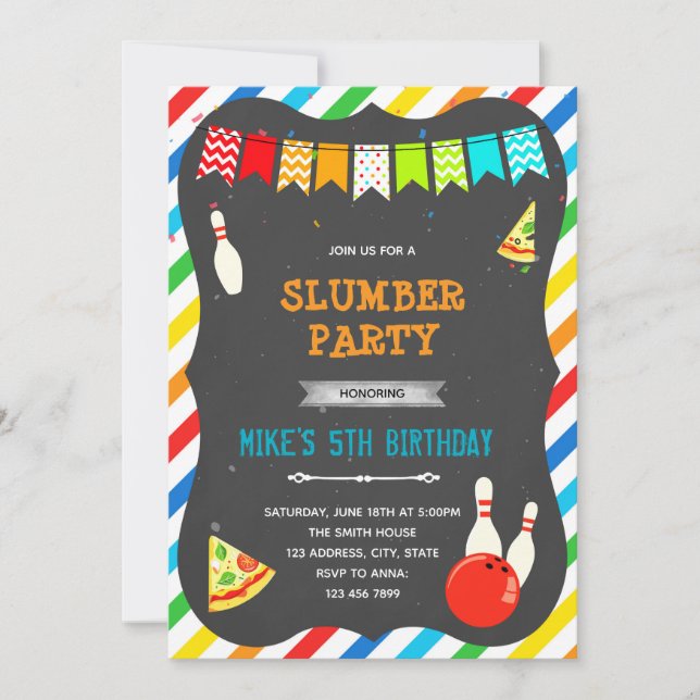 Invitation de pizza bowling (Devant)