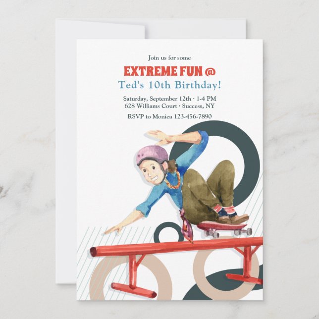 Invitation de plaisir extrême pour skateur (Devant)