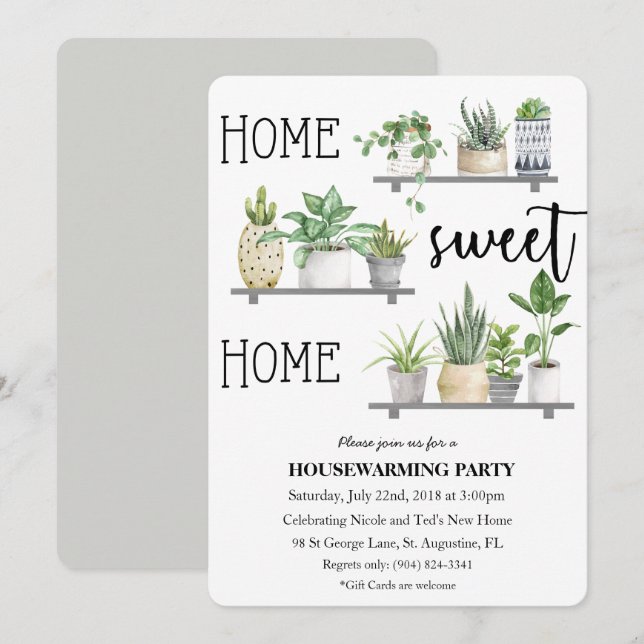 Invitation de plante de chauffage de maison douce  (Devant / Derrière)