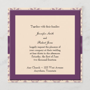 Invitation de Plum et Champagne Mariage damassé