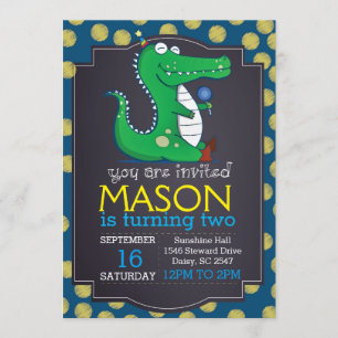 Invitation de point de Polka Alligator