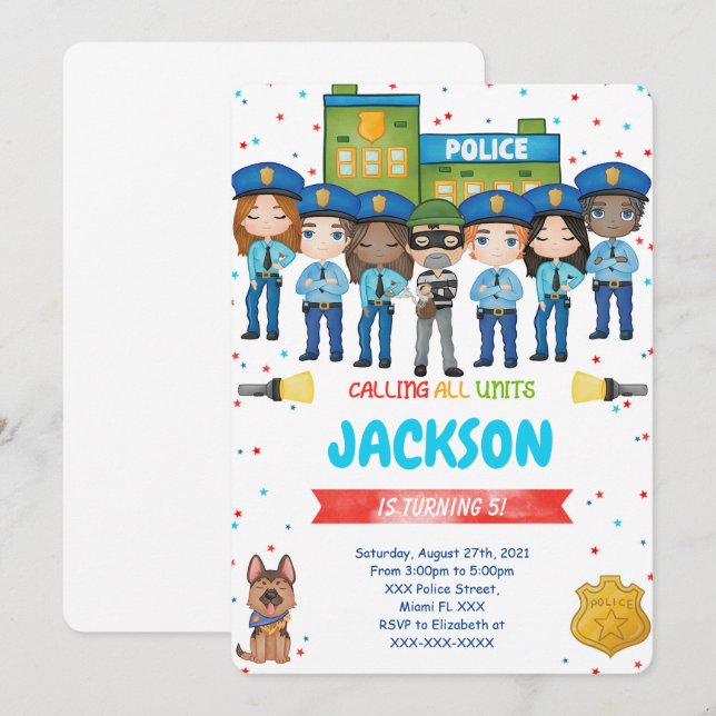 Invitation de police modifiable (Devant / Derrière)