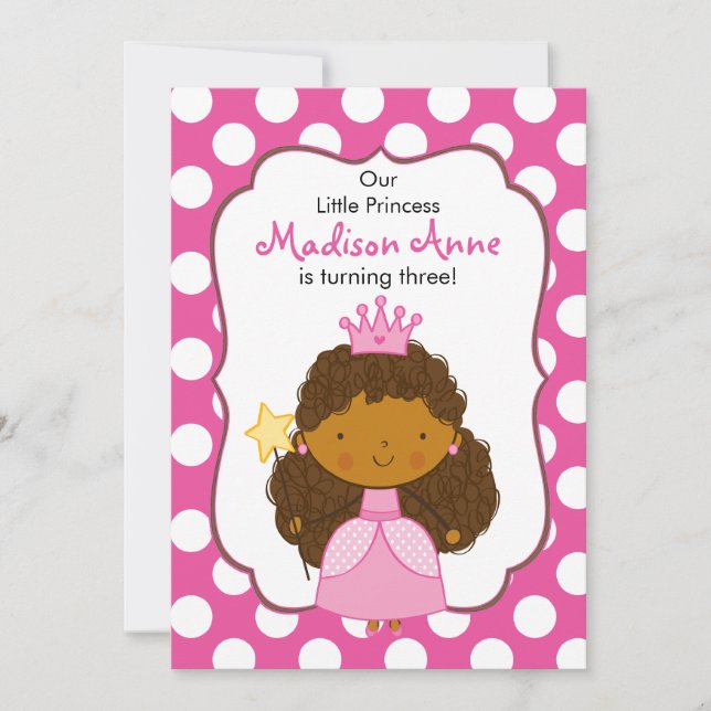 Invitation de Polka Dot Princess African American (Devant)