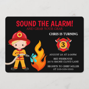 Invitation de pompier pour enfants mignons