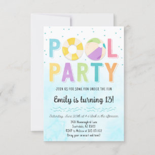 Invitation de Pool Party pour anniversaire et évén