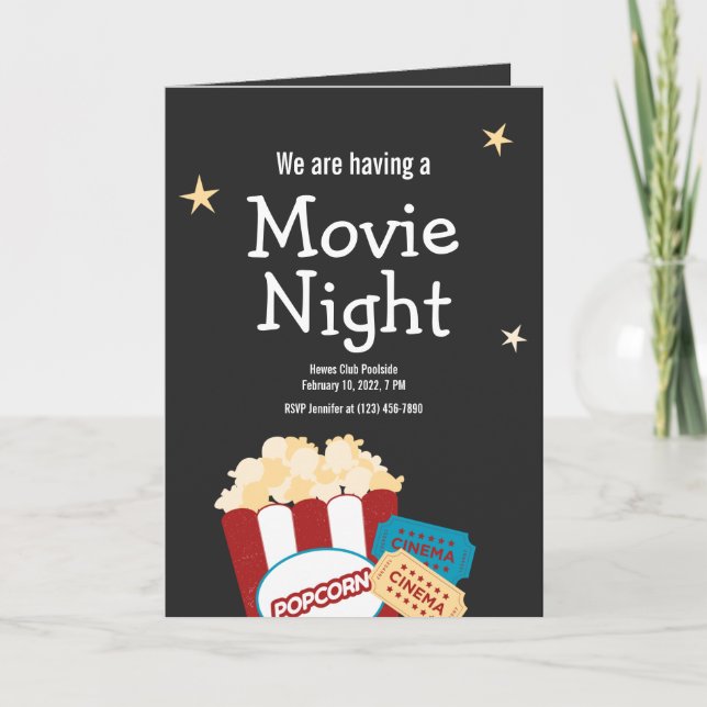 Invitation de pop-corn pour une soirée cinéma vint (Devant)
