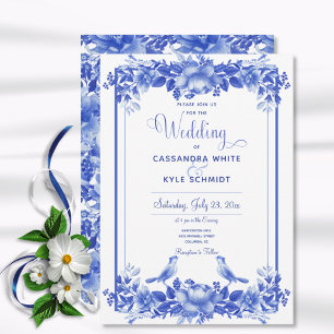 Invitation de porcelaine florale bleu et blanc
