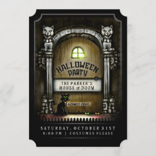 Invitation de porte hantée du parti Halloween