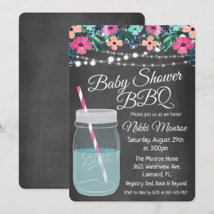 Invitation de pot de maçon de BBQ de baby shower