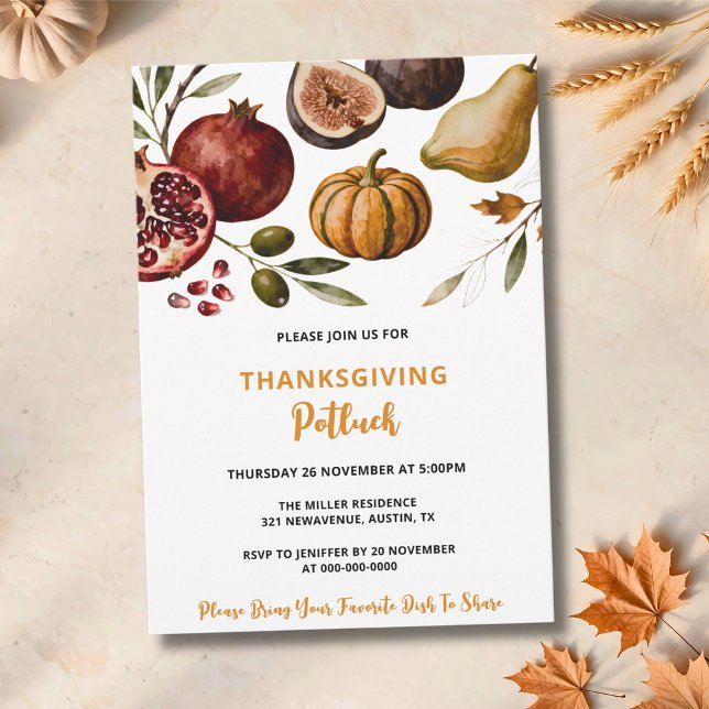 Invitation de potluck de Thanksgiving pour la réco (Créateur téléchargé)
