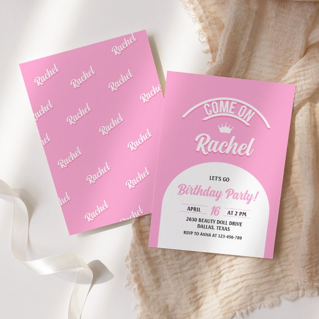 Invitation de poupée rose chaud, Fashion Doll Part (Créateur téléchargé)