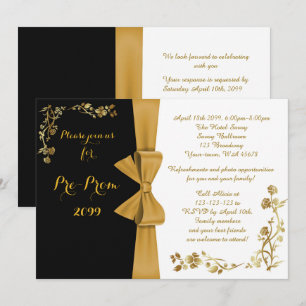 Invitation de Pré-Bal d'étudiants, blanc-et-noire,