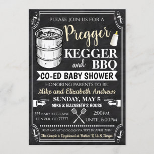 Invitation de Pregger Kegger et BBQ Baby shower