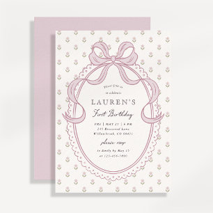 Invitation de premier anniversaire à motif floral 