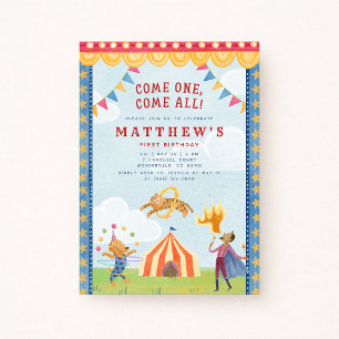 Invitation de premier anniversaire cirque de conte