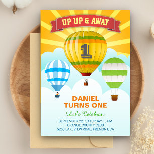 Invitation de premier anniversaire colorée en mont