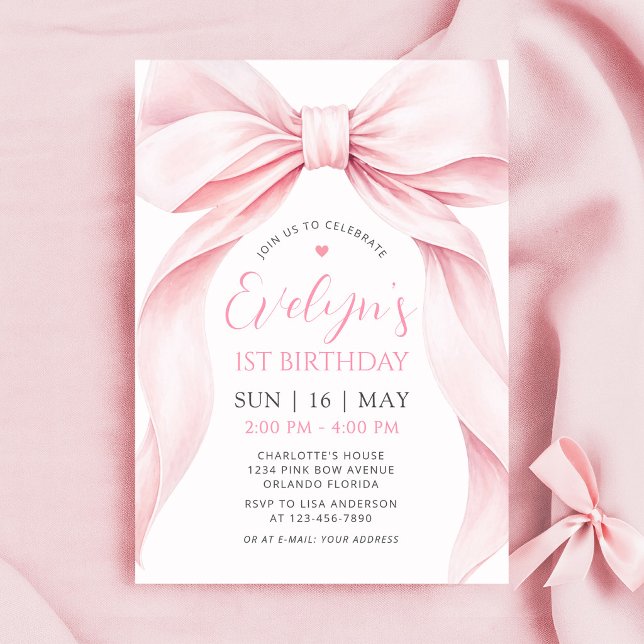 Invitation de premier anniversaire Coquette Fille  (Créateur téléchargé)