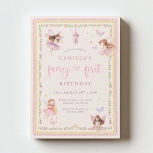 Invitation de premier anniversaire de fée fantaisi