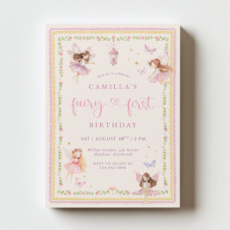 Invitation de premier anniversaire de fée fantaisi