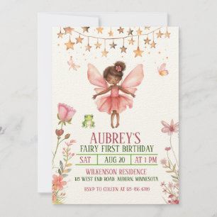 Invitation de premier anniversaire de la fée de fo