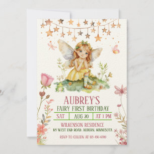 Invitation de premier anniversaire de la fée de fo