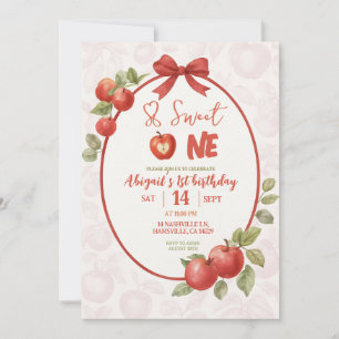 Invitation de premier anniversaire de la pomme rou