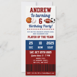 Invitation de premier anniversaire de sport de tou
