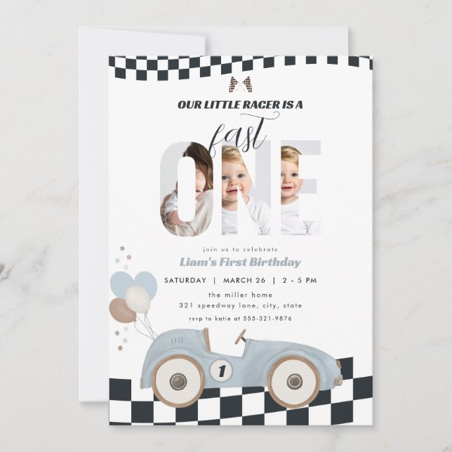 Invitation de premier anniversaire de voiture de c (Devant)