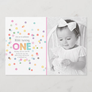 Invitation de premier anniversaire Fille Aquarelle