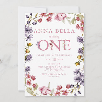 Invitation de premier anniversaire floral