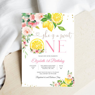 Invitation de premier anniversaire florale aux agr