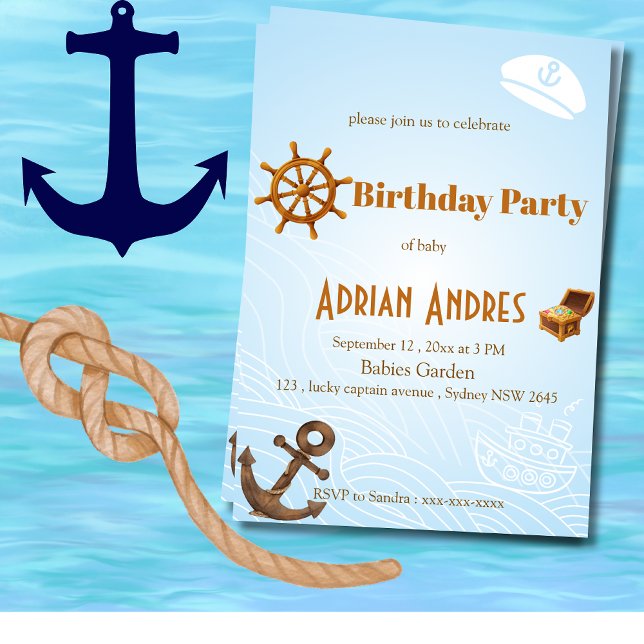 Invitation de premier anniversaire pour bébé garço (Créateur téléchargé)