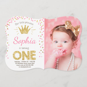 Invitation de premier anniversaire Princesse Gold 