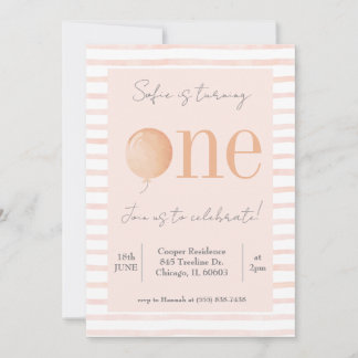 Invitation de premier anniversaire rose