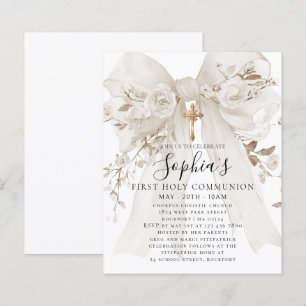 Invitation de première communion à ruban blanc BUD