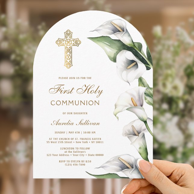 Invitation de première communion avec arches de ly (Créateur téléchargé)