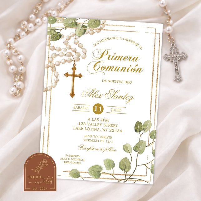 Invitation de première communion catholique Rosair (Créateur téléchargé)