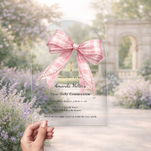 Invitation de première communion de luxe en tartan