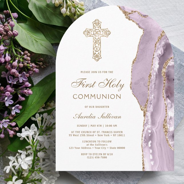 Invitation de première communion en agate lilas po (Créateur téléchargé)