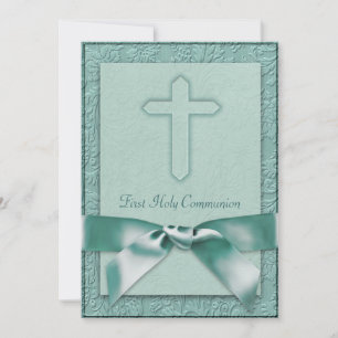 Invitation de première communion pour filles en bl