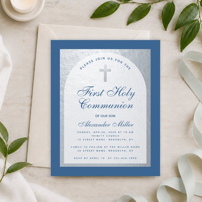 Invitation de première communion pour garçon bleu  (Créateur téléchargé)