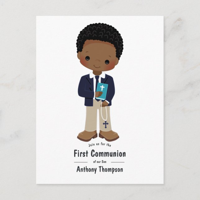 Invitation de première communion pour garçon en ka (Devant)