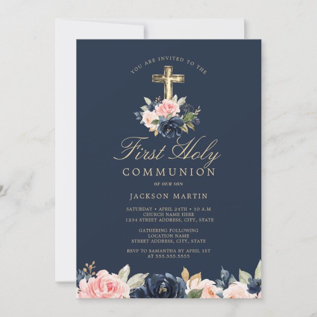 Invitation de première communion pour garçons avec (Devant)