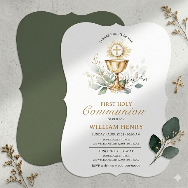 Invitation de première communion verte  (mock up)